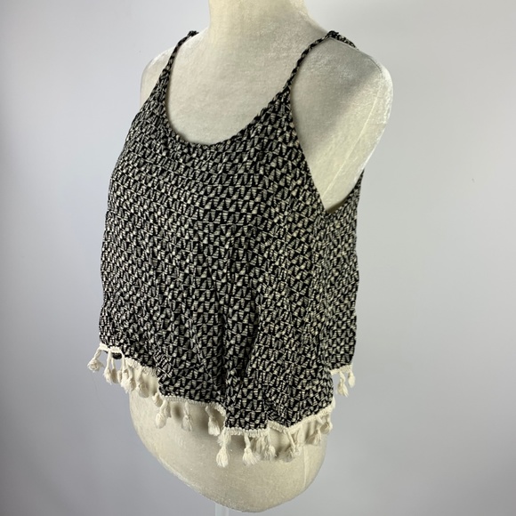 INA Crop Top Blouse Large Boho Peasant Tassels - Picture 2 of 5